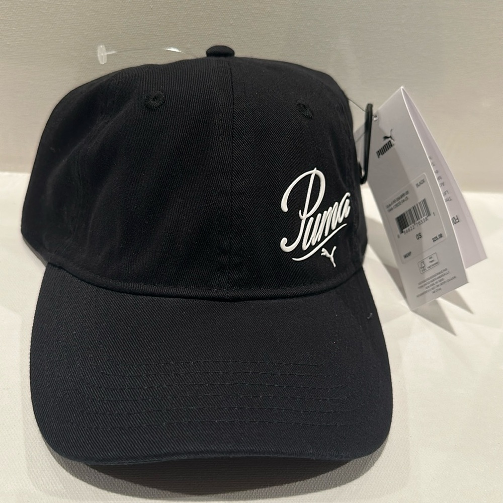 NWT Puma Ladies adjustable back Black Cap.